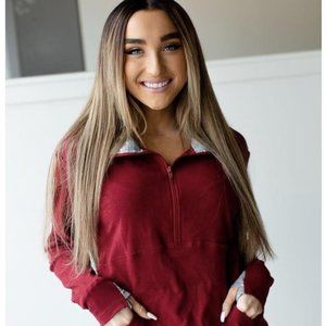 Ampersand Avenue HalfZip Hoodie - Cranberry